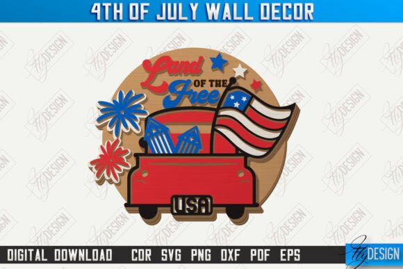 4th of July Wall Décor Laser Cut | CNC for Patriotic Decor