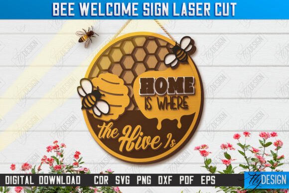 Bee Welcome Sign Laser Cut | Summer |CNC
