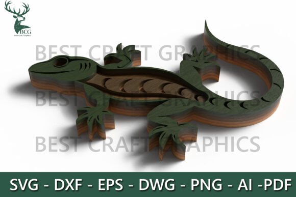 Chameleon Svg: Layered Lizard Reptile Design for Crafts