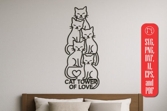 Charming Cat Stack Welcome Sign: Laser Cut Metal Design