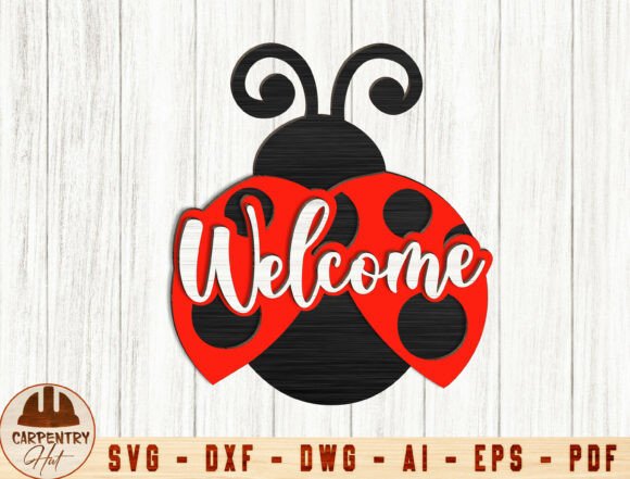 Charming Ladybug Welcome Sign SVG for Creative Projects