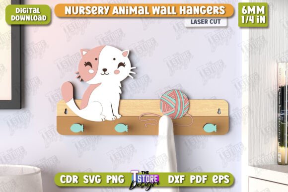 Charming Nursery Cat Wall Hangers for Laser Cut Décor