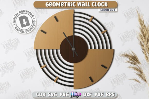 Geometric Wall Clock Laser Cut Design for Modern Décor