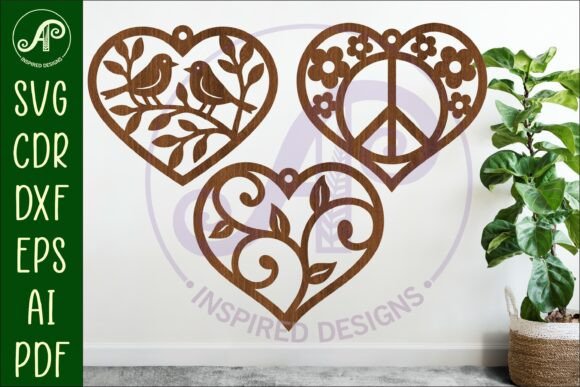 Hanging Hearts Wall Sign, Laser Cut D2: A Digital Download