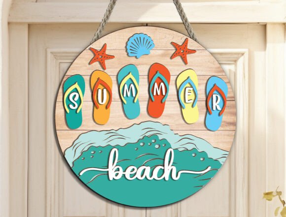 Hello Summer Door Hanger SVG Laser File