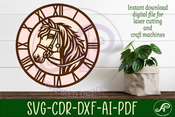 Horse Head Wall Clock Laser Cut Files