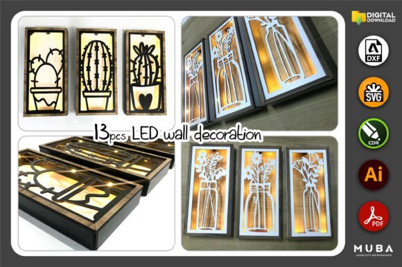 Illuminate Your Space with 3D LED Wall Decor SVG Night Lights