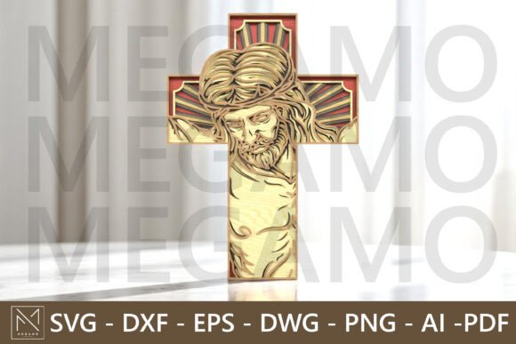 Jesus on Cross Layered SVG Laser Cut