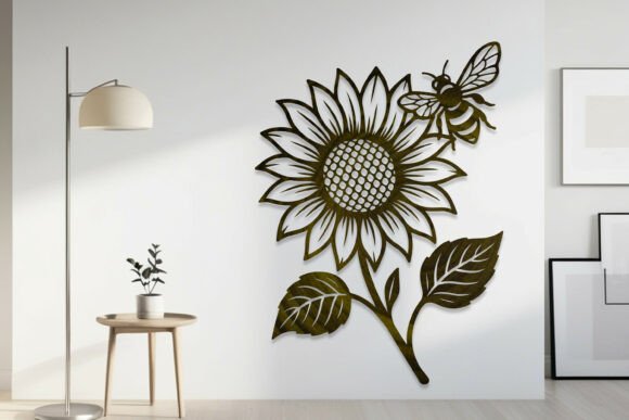 Laser Cut Sunflower & Bee Wall Art SVG