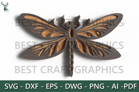 Layered Dragonfly Laser Cut SVG for Stunning 3D Art