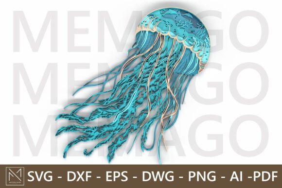 Layered Jellyfish SVG 3D Mandala Design