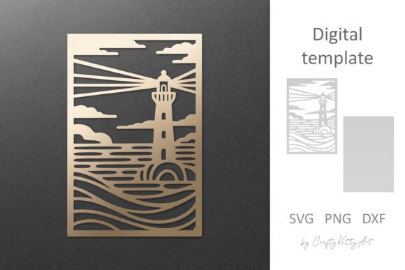 Lighthouse SVG Wall Panel Lasercut Decor: Digital Craft Templates