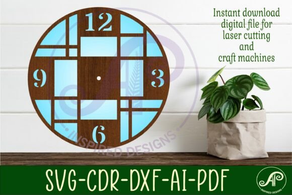 Mid Century Modern Clock Laser Cut 2