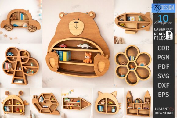 Modern Wall Shelf Laser Cut Bundle | CNC