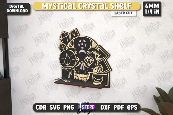 Mystical Crystal Shelf Laser Cut: Elevate Your Altar Display