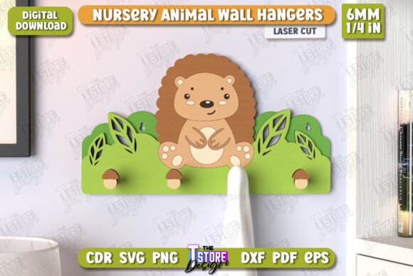Nursery Hedgehog Wall Hangers Laser Cut
