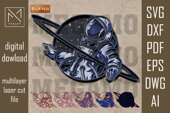 Planet Ring Astronaut SVG: A Cosmic Design for Laser Crafting