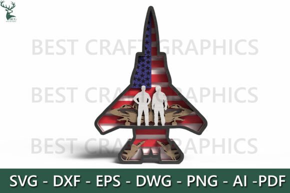 Show Your Patriotic Pride with a 3D Fighter Jet SVG Design