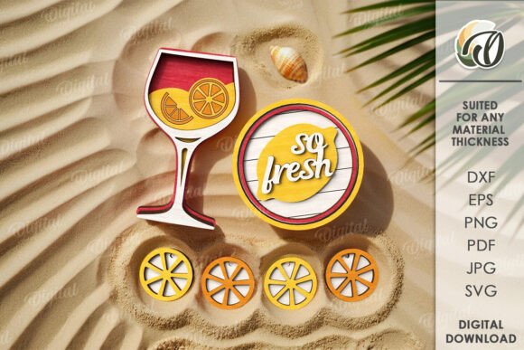 Summer Tiered Tray Decor Laser Cut for DIY Projects